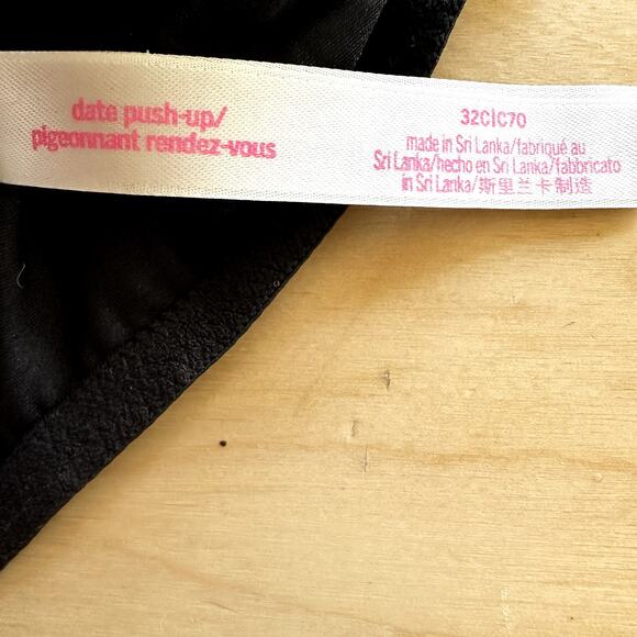 Pink Victoria Secret Date Push Up Bra Lace Racerback Underwired Floral Black 32C - Picture 5 of 8